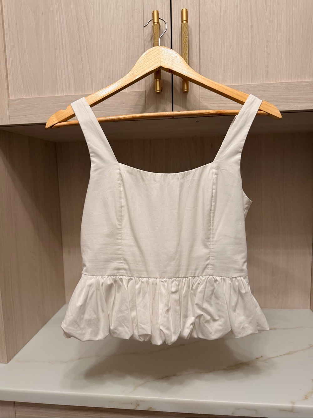 Abercrombie & Fitch White Ruffled Peplum Camisole